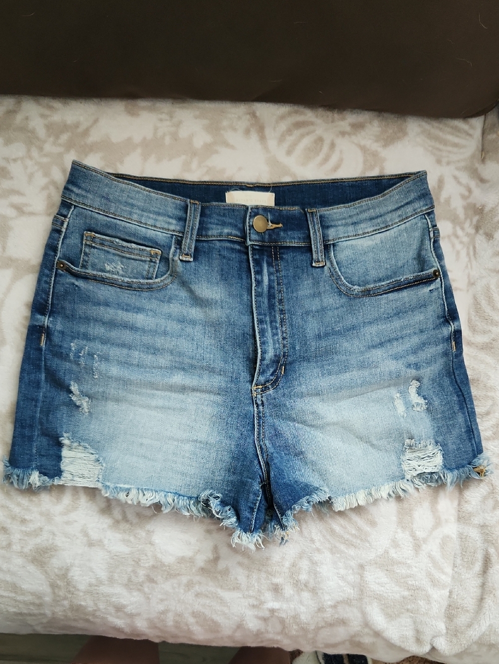 Altar'd State Light Blue Distressed Denim Shorts